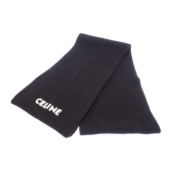 Celine Knit Scarf Wool Black - Picture 1 of 11